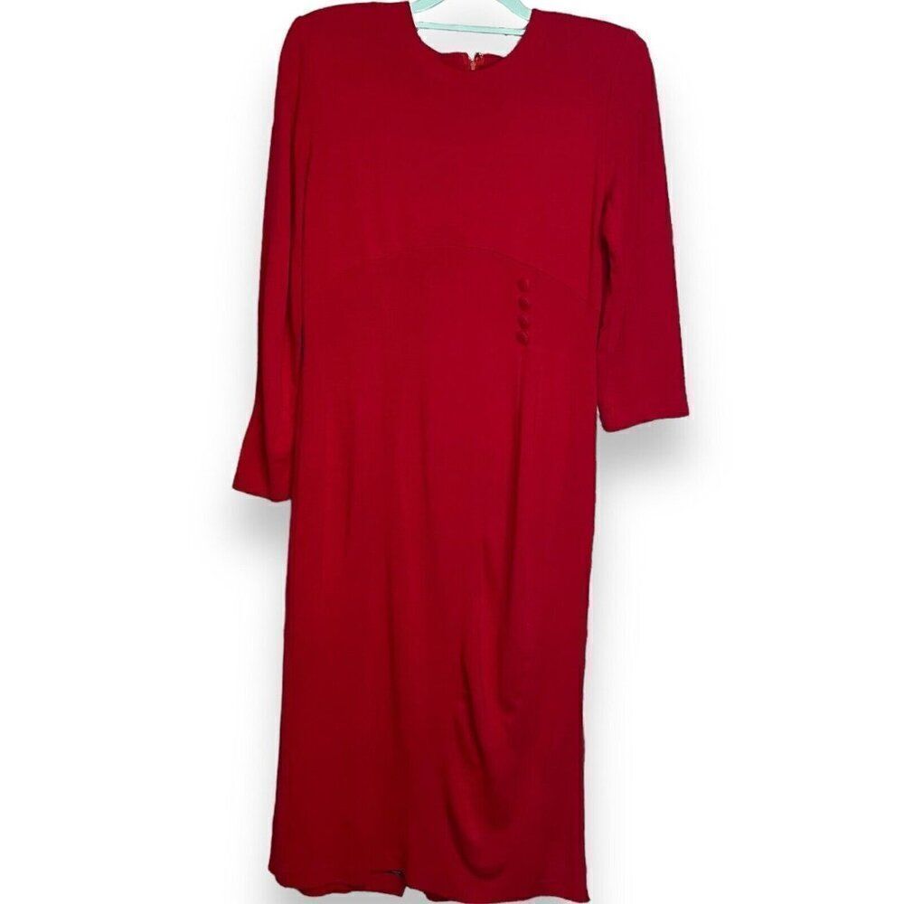 Cynthia Howie Maggy Boutique Midi Maxi Dress Womens 12 Red Vintage Modest Casual